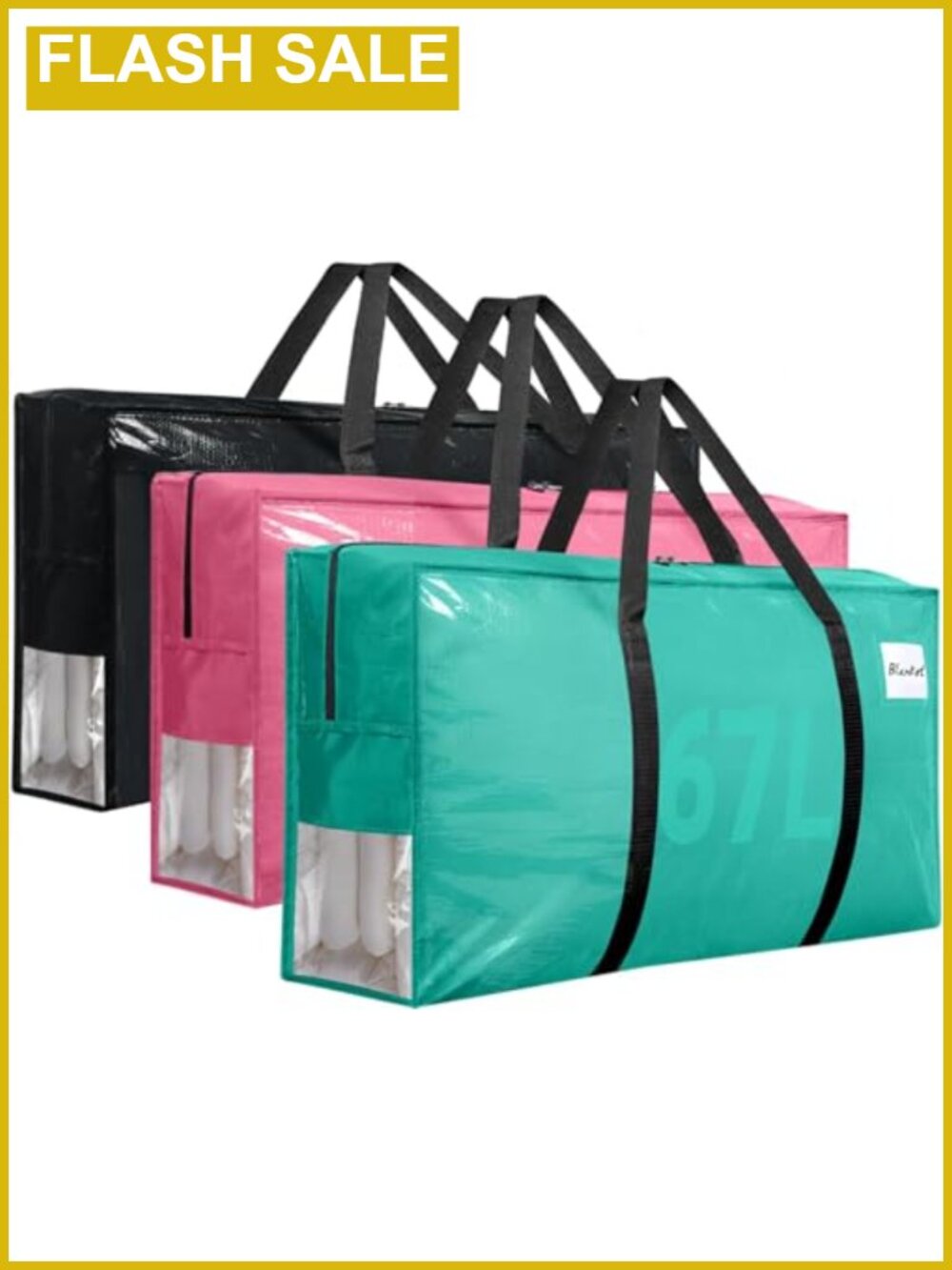3Pcs Extra Large Heavy Duty Moving Bags Reinforced Zippers Handles